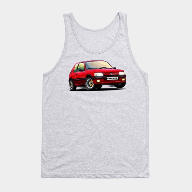 Peugeot 205 Red Tank Top by Mario Ramos Rally Art